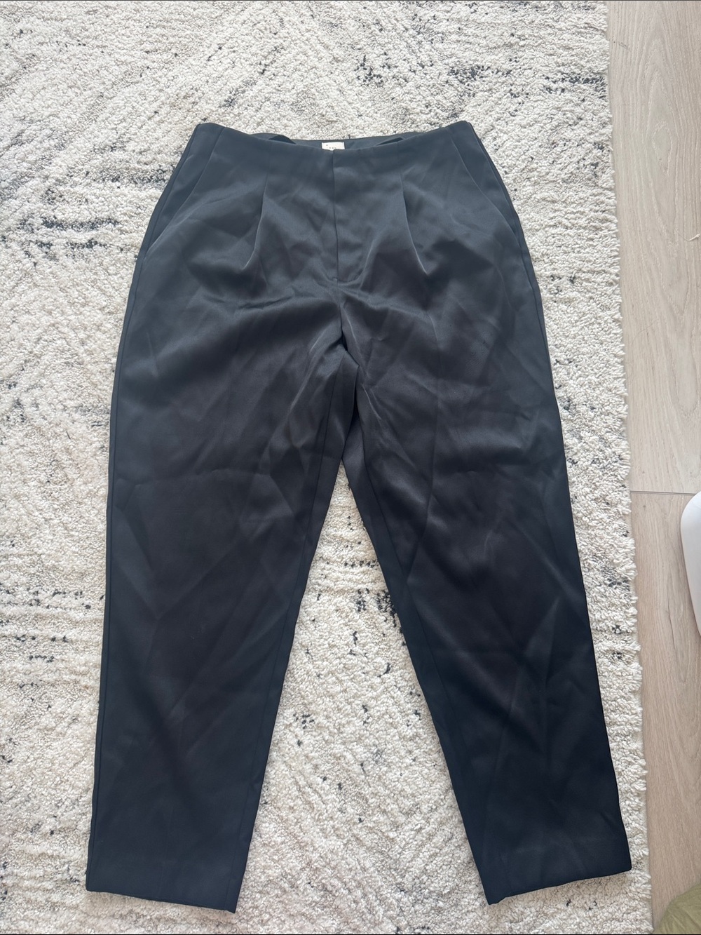 Black Satin Straight Pant